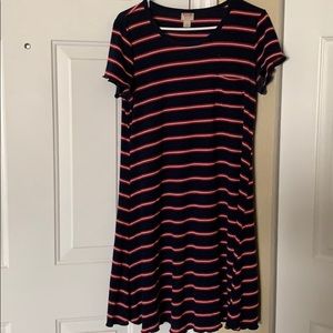 Mossimo Supply Co Striped Red Blue Dress Sz L